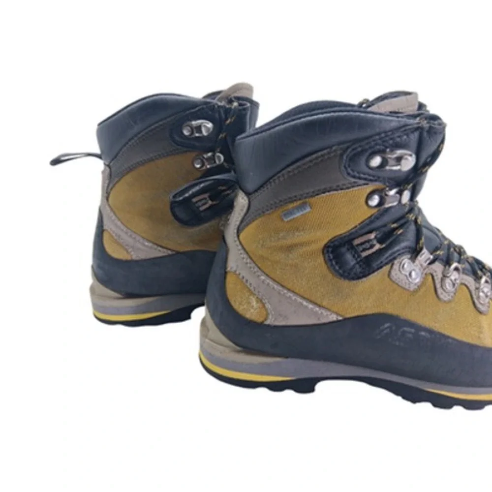 Asolo Mountain Boots Men 9.5 Yellow Gray Nylon Gore-Tex Waterproof Vibram Hiking